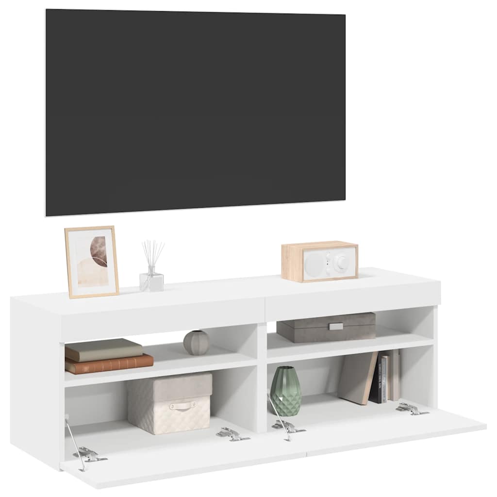 Móveis de TV com luzes LED 2 pcs 60x35x40 cm branco