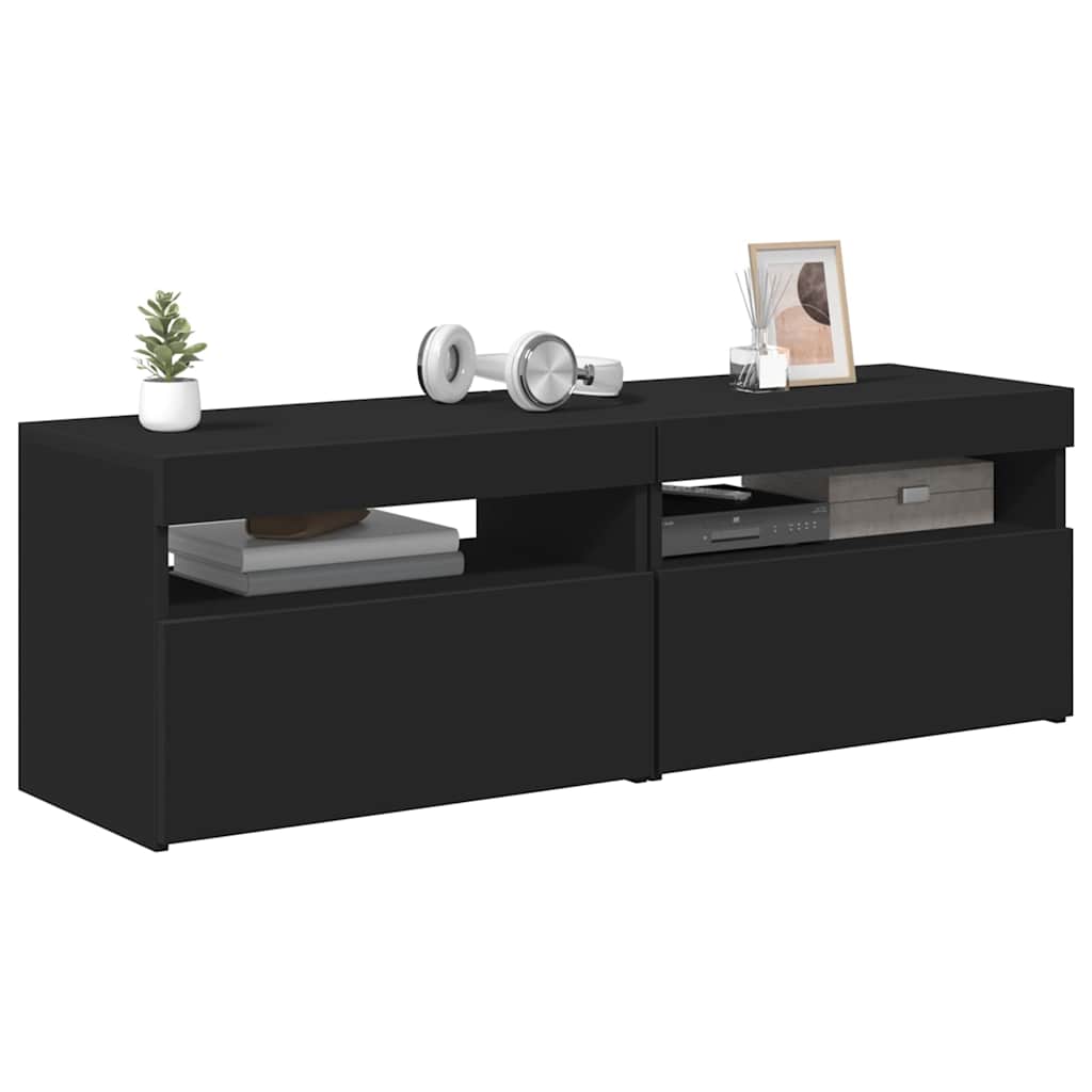 Móveis de TV com luzes LED 2 pcs 60x35x40 cm branco