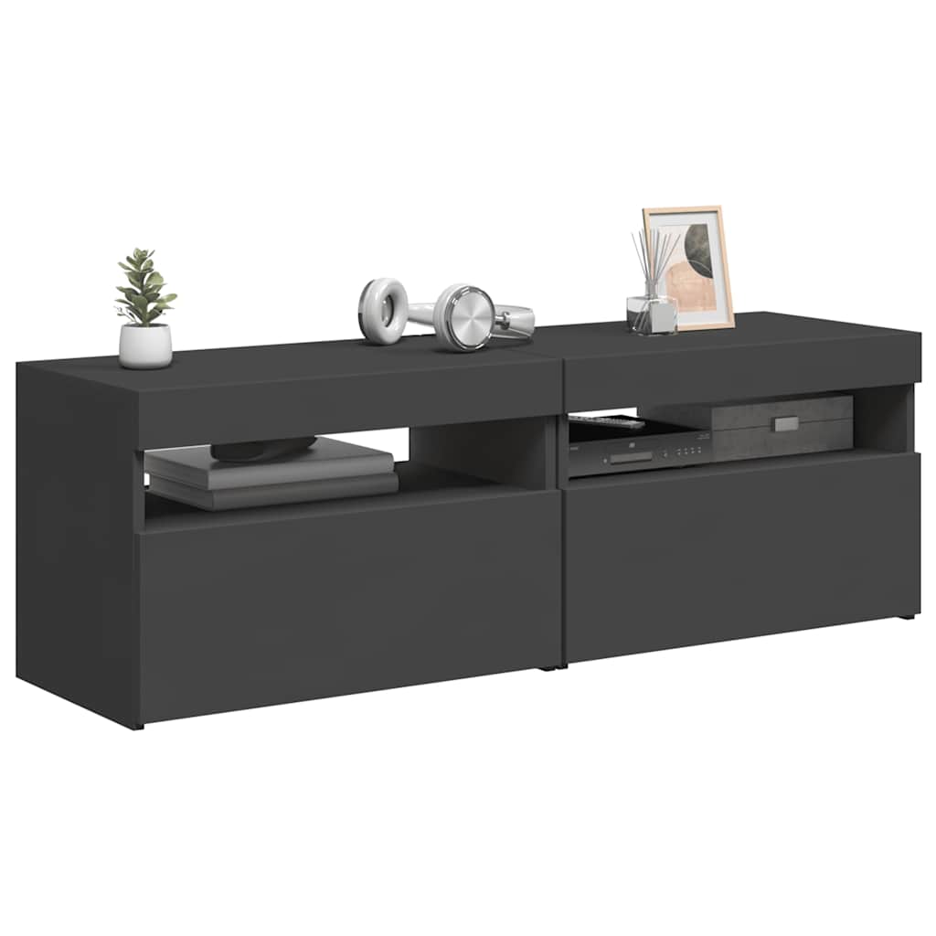 Móveis de TV com luzes LED 2 pcs 60x35x40 cm branco