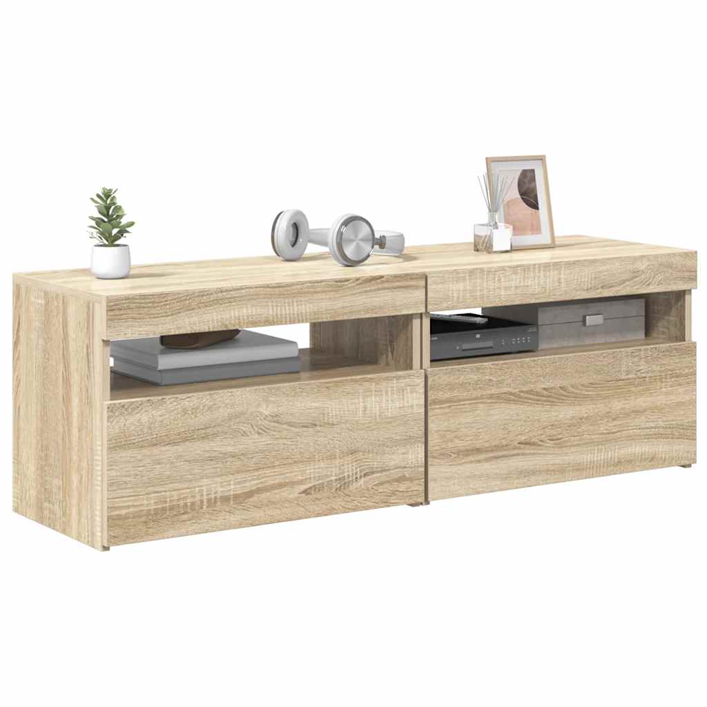 Móveis de TV com luzes LED 2 pcs 60x35x40 cm branco