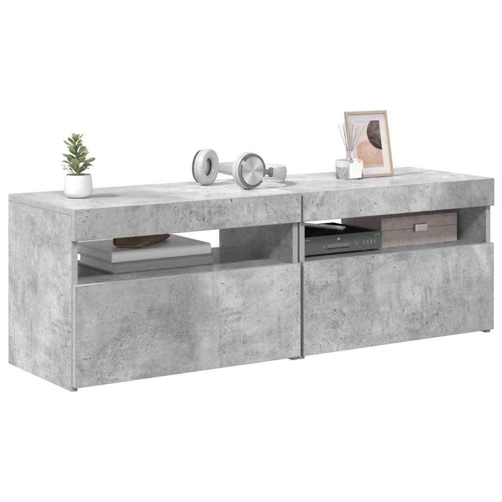 Móveis de TV com luzes LED 2 pcs 60x35x40 cm branco