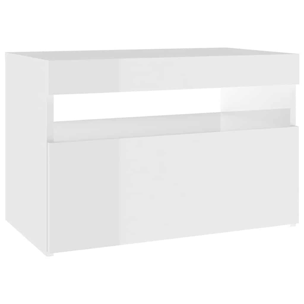 Móvel de TV com luzes LED 90x39x30 cm branco brilhante