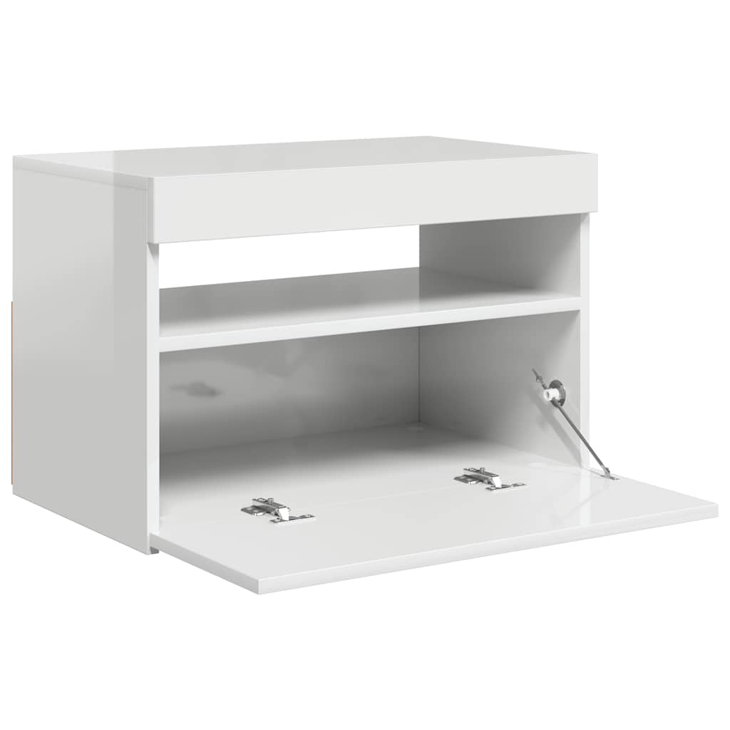 Móvel de TV com luzes LED 90x39x30 cm branco brilhante