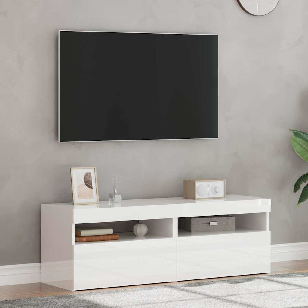 Móveis de TV com luzes LED 2 pcs 60x35x40 cm branco