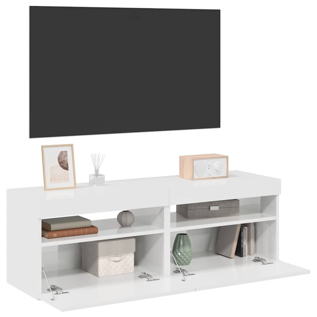 Móveis de TV com luzes LED 2 pcs 60x35x40 cm branco