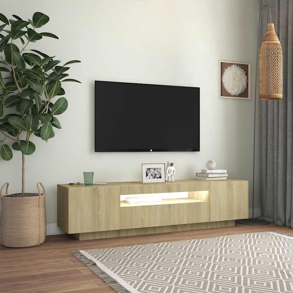 Móvel de TV com luzes LED 160x35x40 cm branco