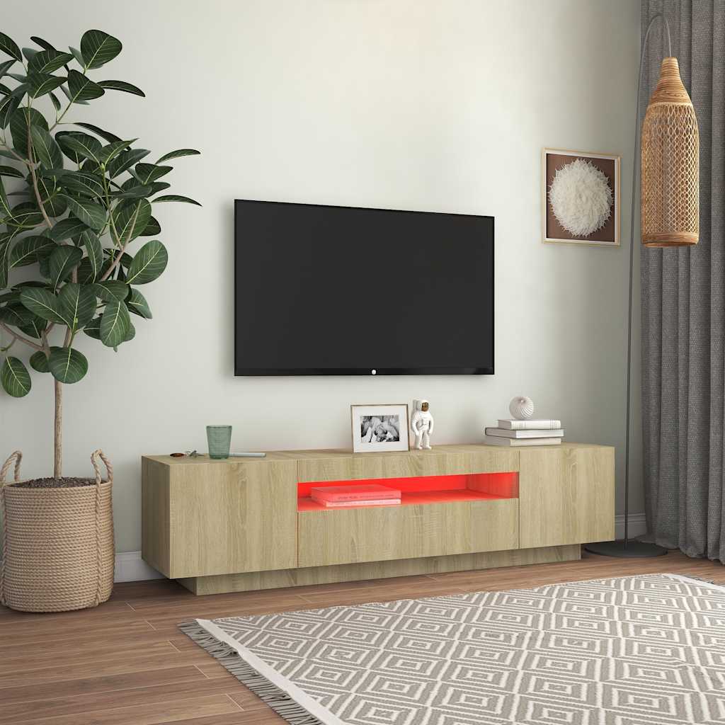 Móvel de TV com luzes LED 160x35x40 cm branco
