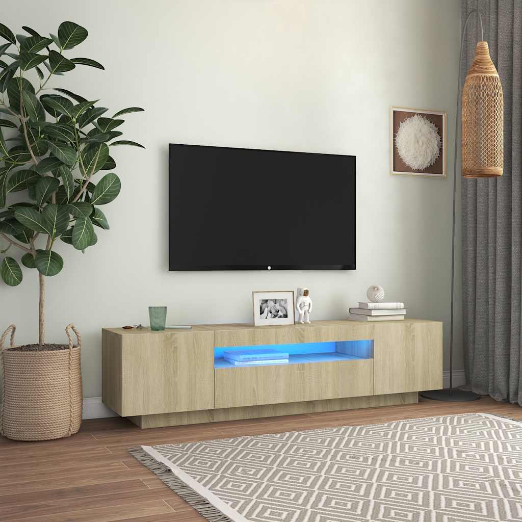 Móvel de TV com luzes LED 160x35x40 cm branco