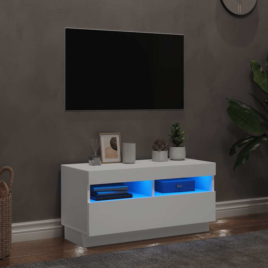 Móvel de TV com luzes LED 120x30x36 cm branco
