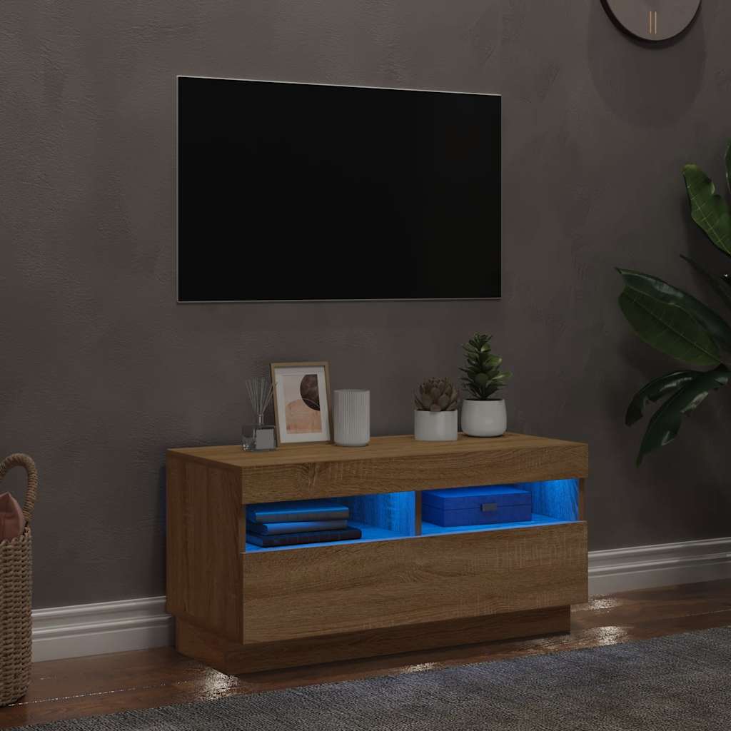 Móvel de TV com luzes LED 120x30x36 cm branco