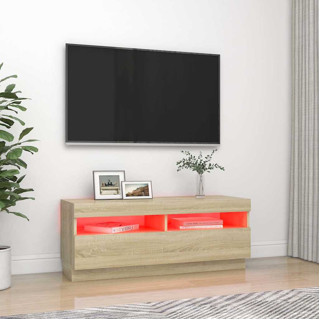 Móvel de TV com luzes LED 120x30x36 cm branco
