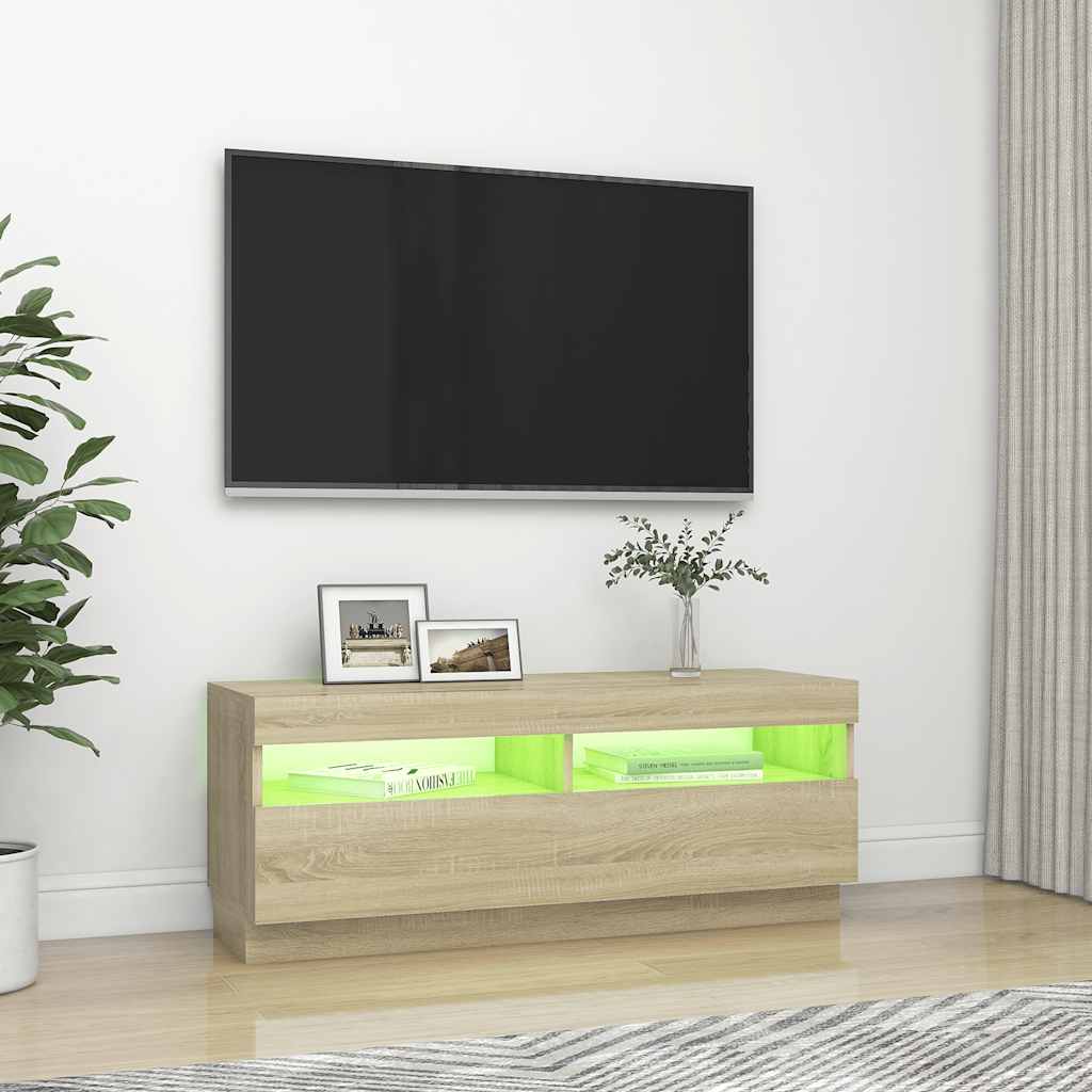 Móvel de TV com luzes LED 120x30x36 cm branco