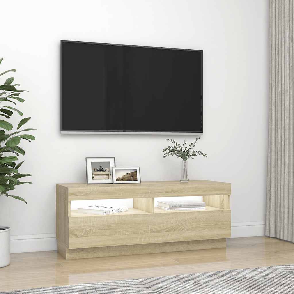 Móvel de TV com luzes LED 120x30x36 cm branco