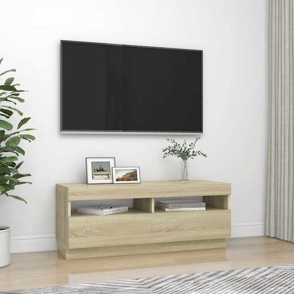 Móvel de TV com luzes LED 120x30x36 cm branco