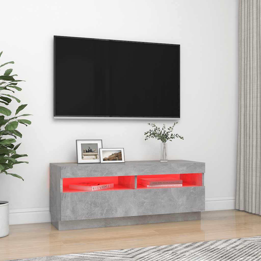 Móvel de TV com luzes LED 120x30x36 cm branco