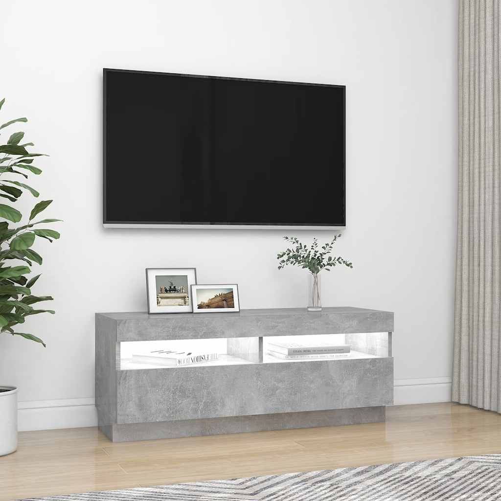 Móvel de TV com luzes LED 120x30x36 cm branco