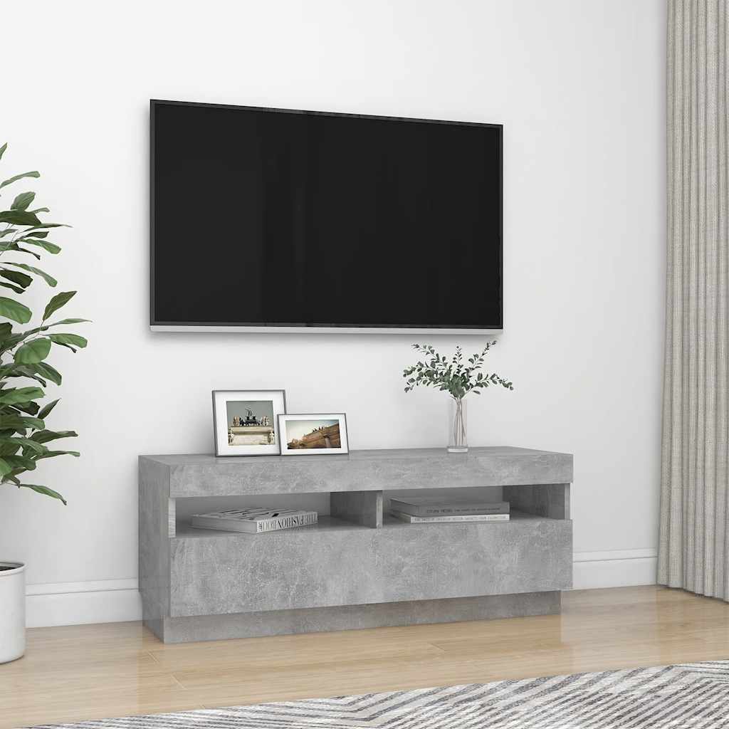 Móvel de TV com luzes LED 120x30x36 cm branco