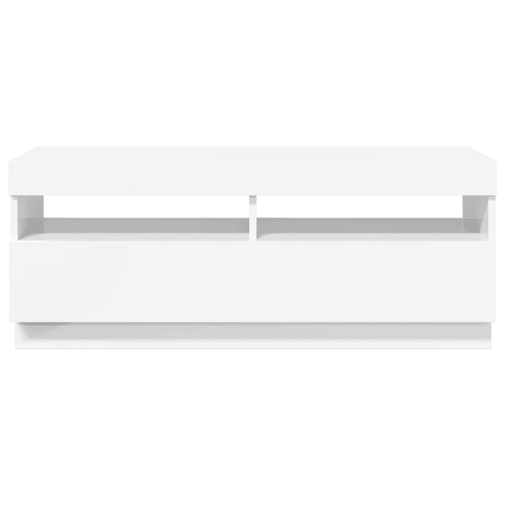 Móvel de TV com luzes LED 120x30x36 cm branco