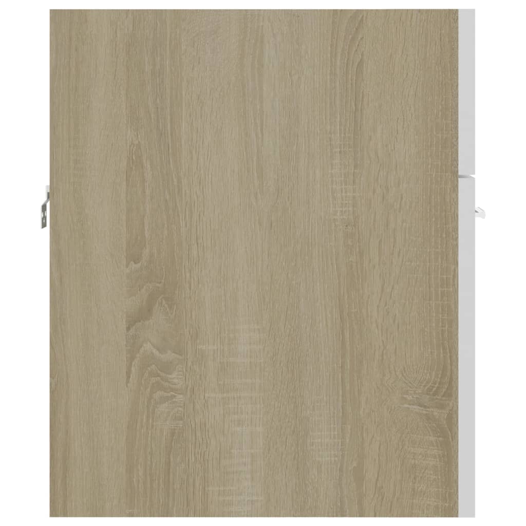 Armário lavatório derivados de madeira branco e carvalho sonoma