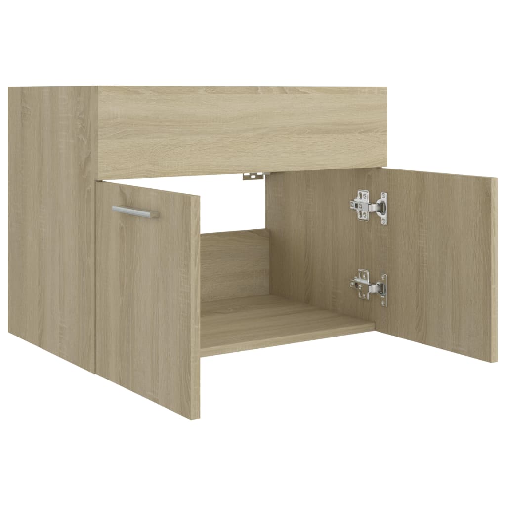 Armário lavatório derivados de madeira branco e carvalho sonoma