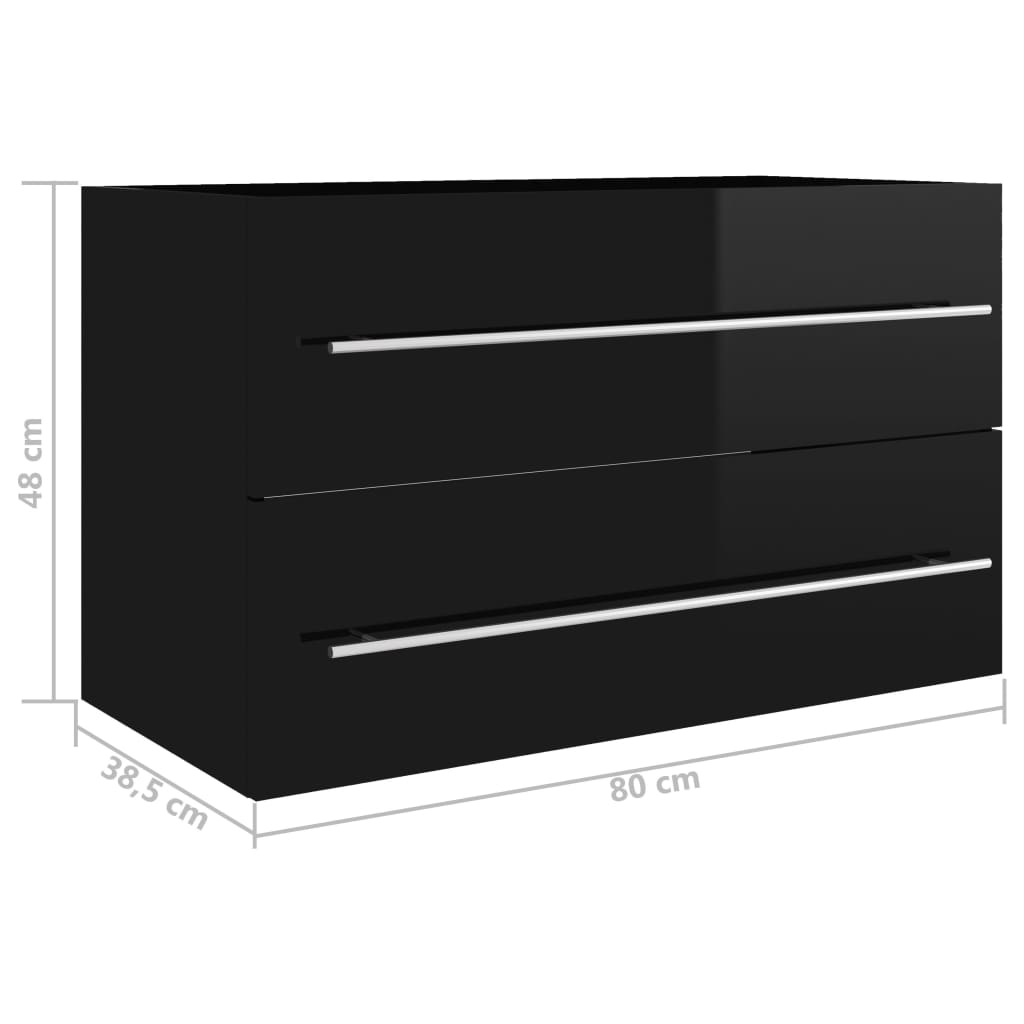 Armário lavatório 80x38,5x48 cm derivados de madeira preto