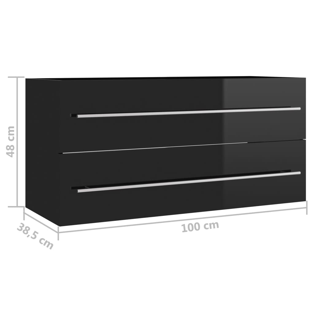 Armário lavatório 80x38,5x48 cm derivados de madeira preto