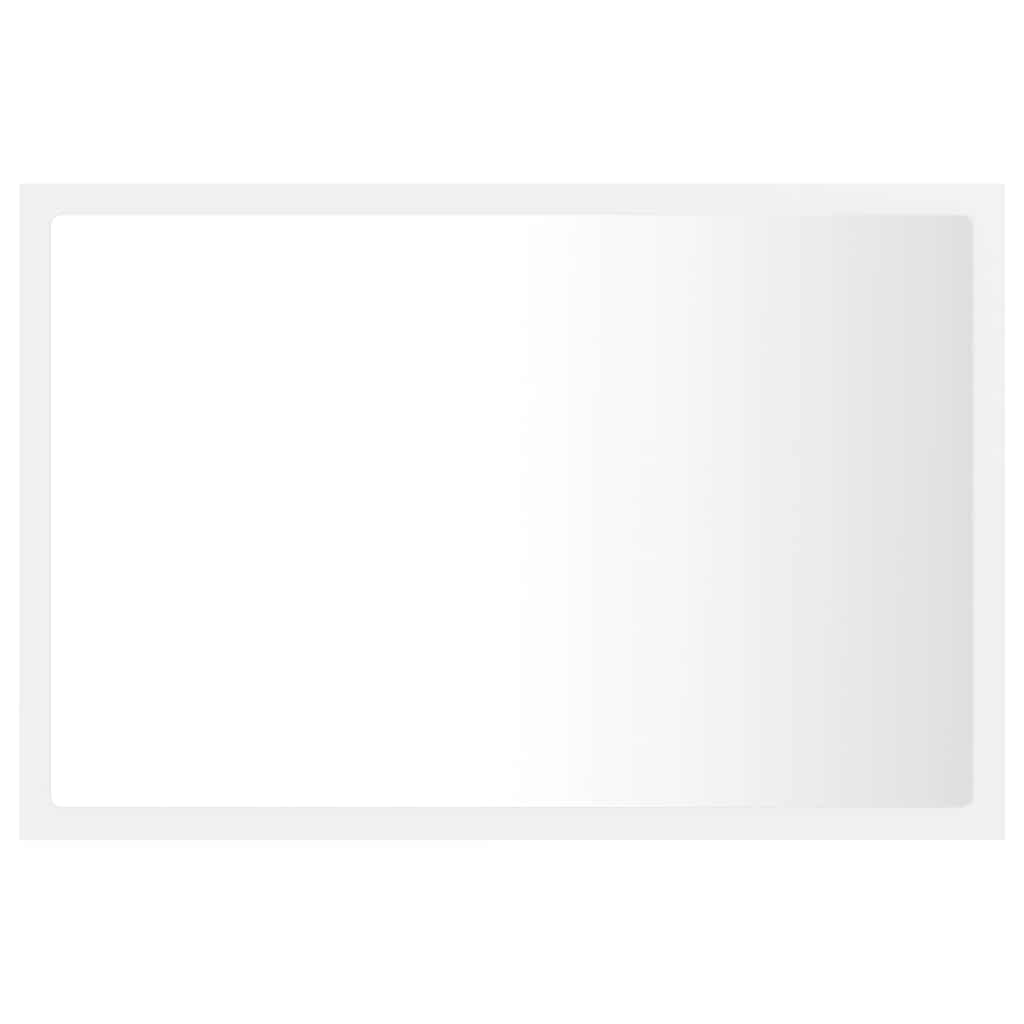 Espelho casa banho c/ LED 60x8,5x37cm acrílico branco brilhante