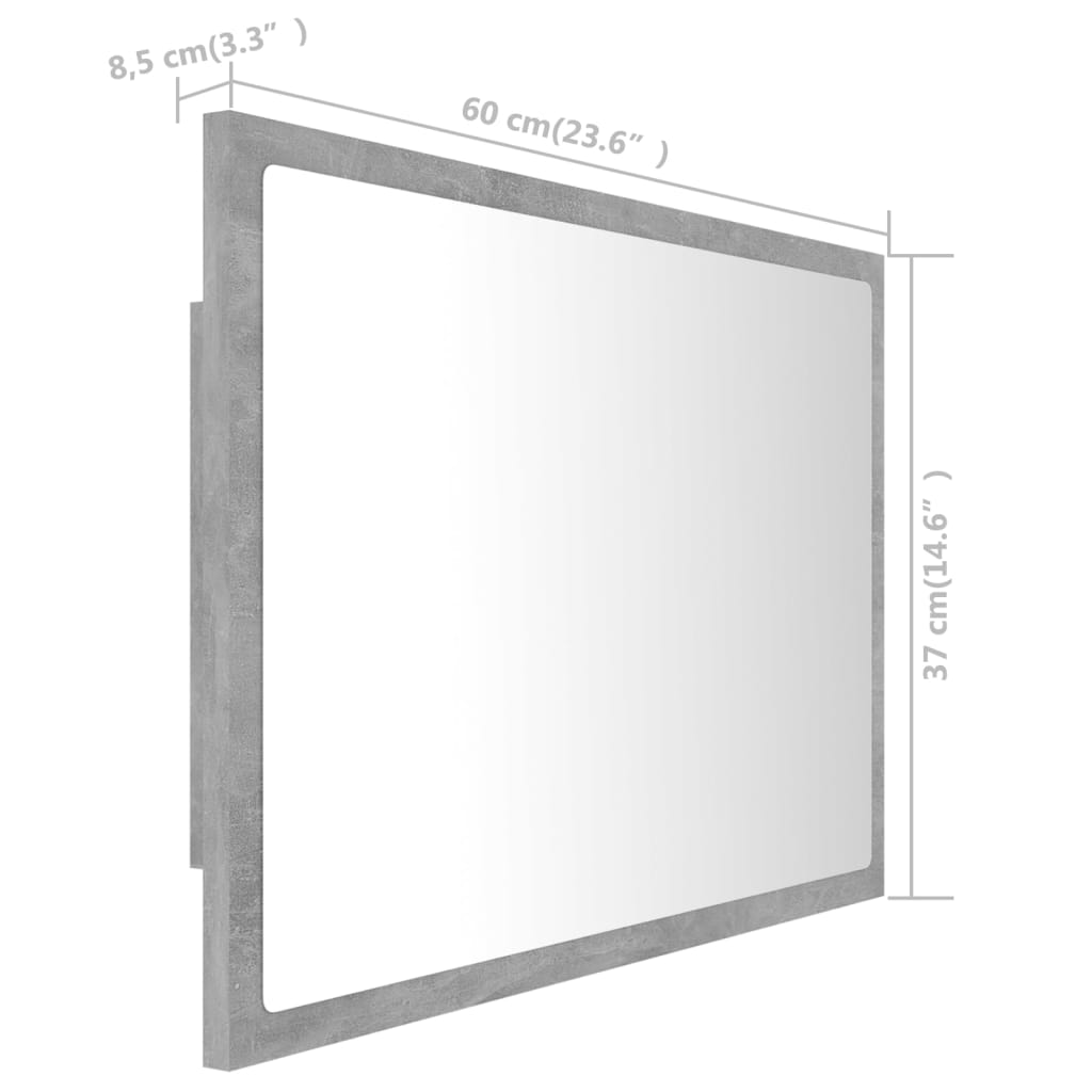 Espelho casa banho c/ LED 60x8,5x37cm acrílico branco brilhante