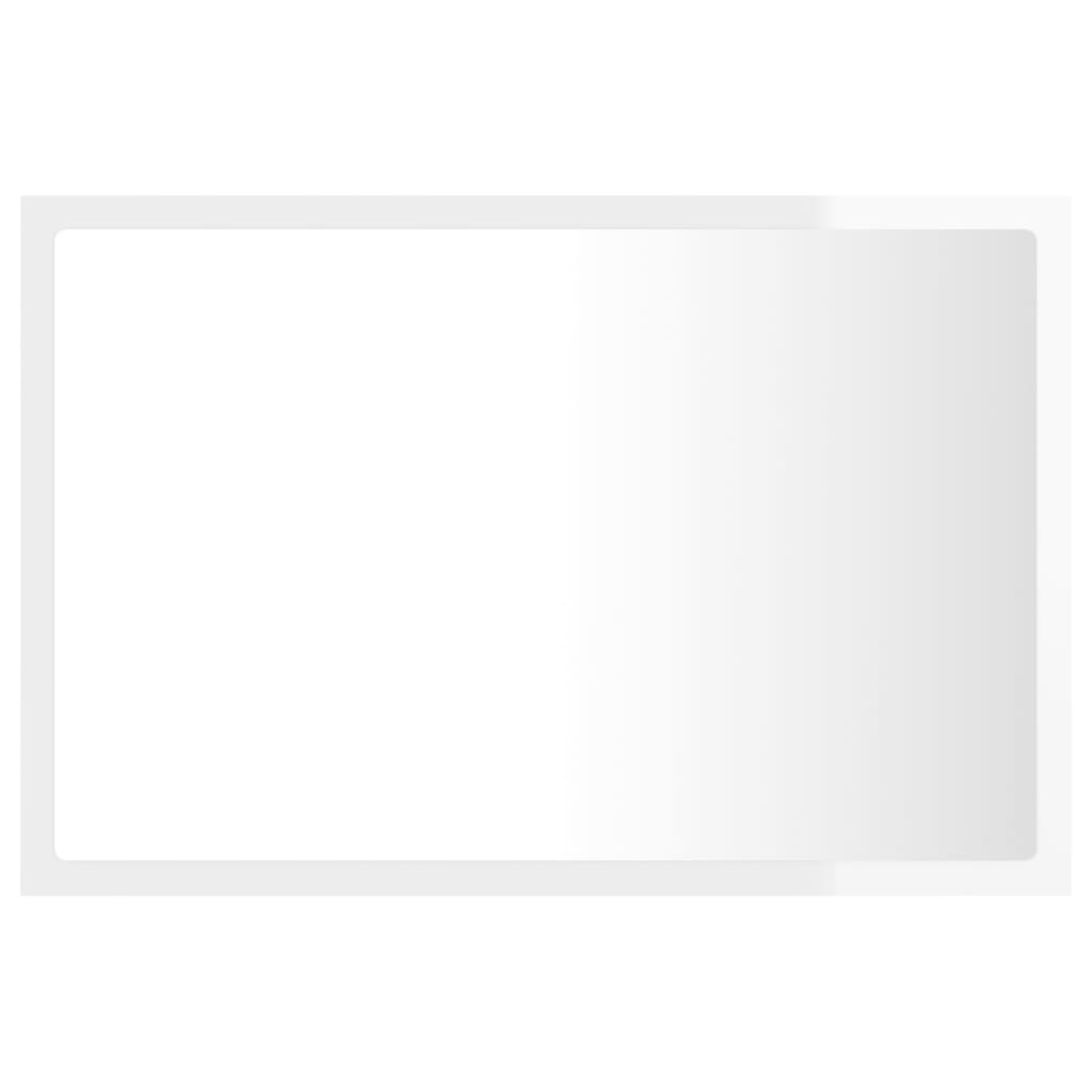 Espelho casa banho c/ LED 60x8,5x37cm acrílico branco brilhante