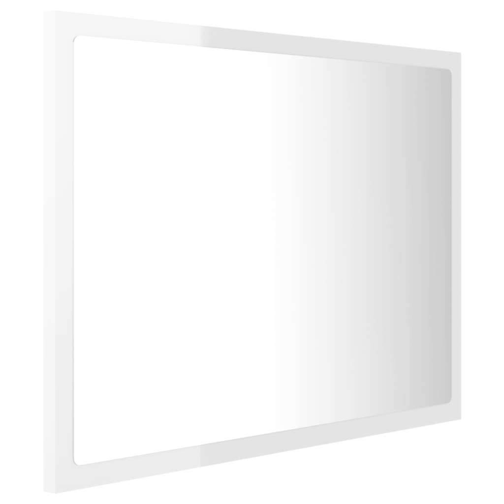 Espelho casa banho c/ LED 60x8,5x37cm acrílico branco brilhante