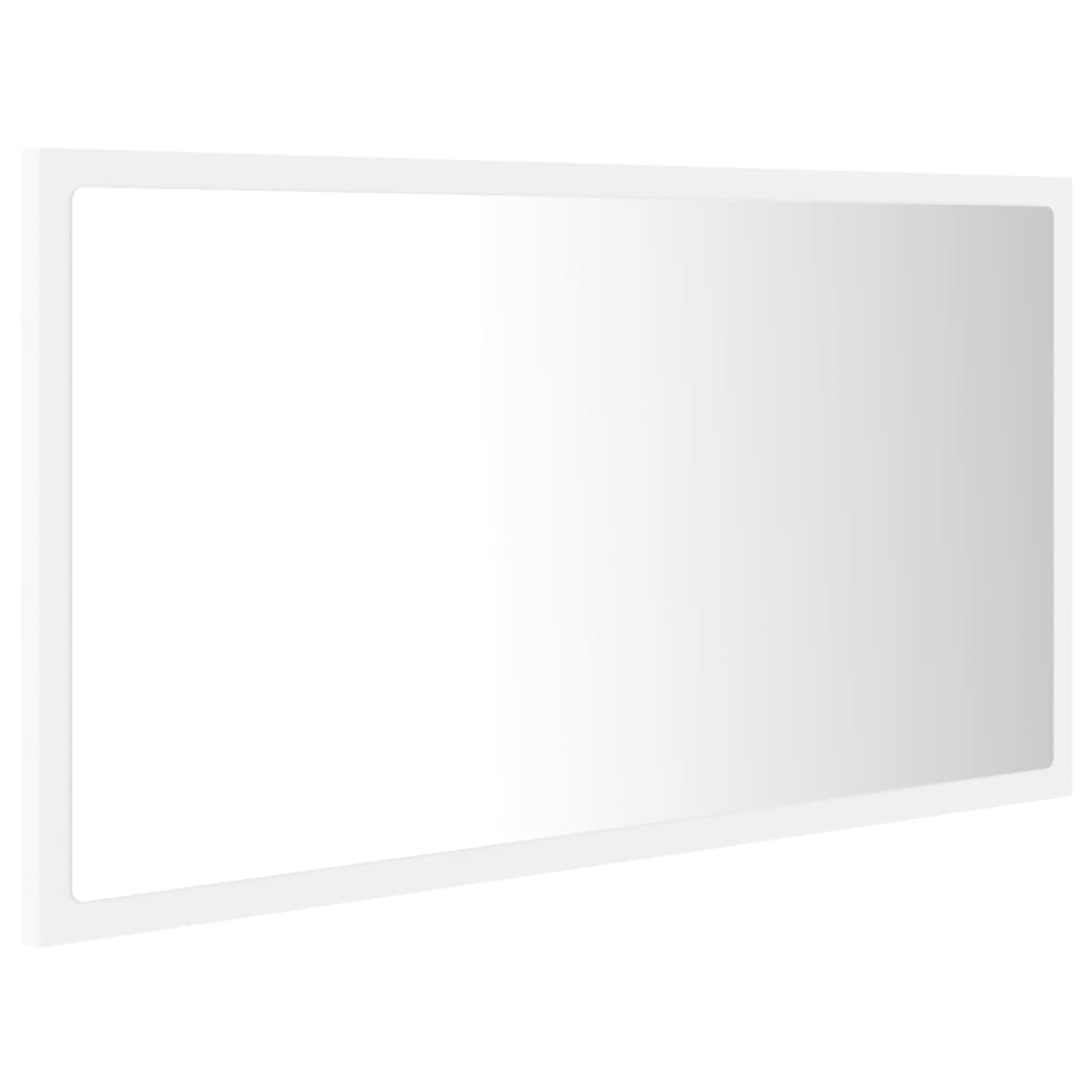 Espelho casa banho c/ LED 60x8,5x37cm acrílico branco brilhante