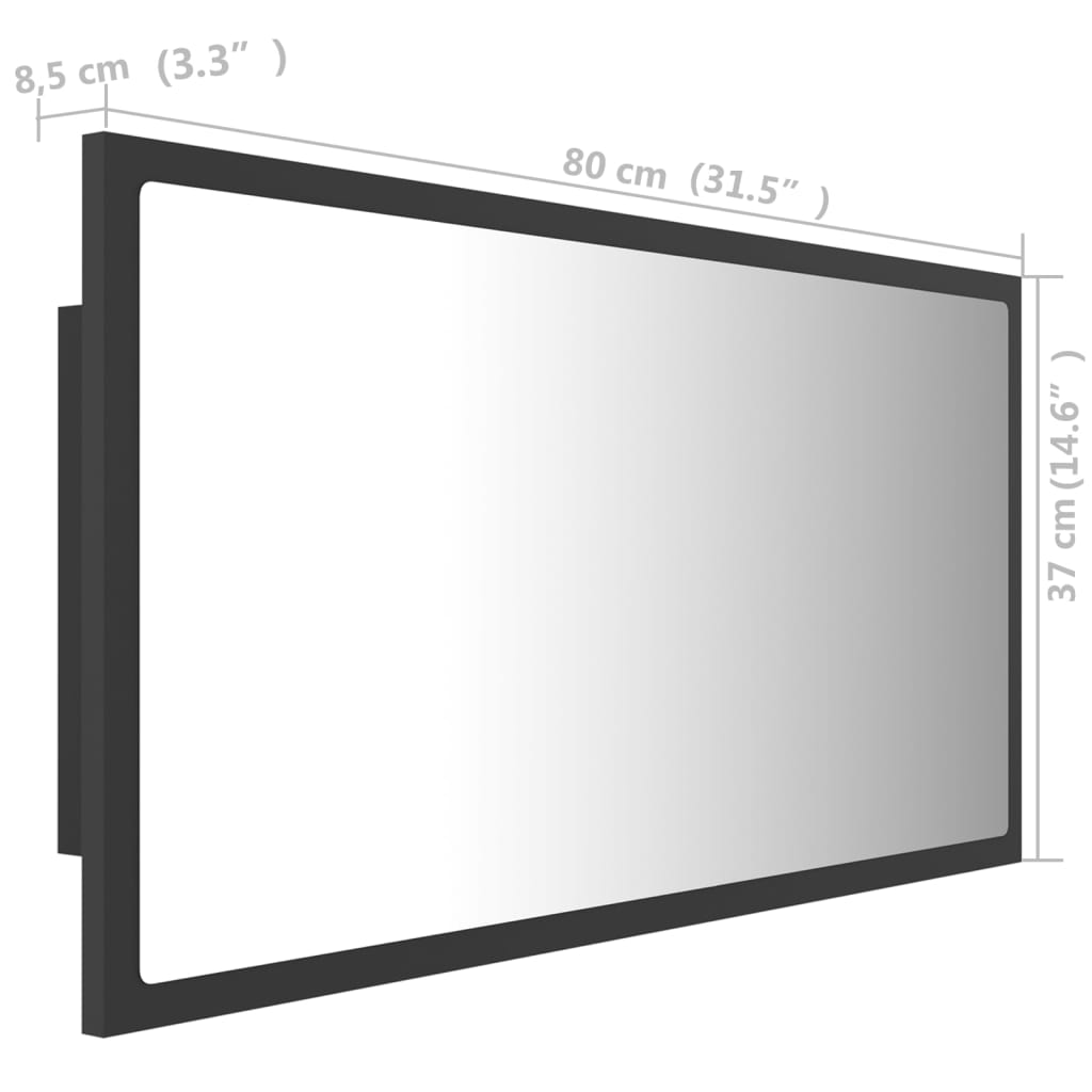 Espelho casa banho c/ LED 60x8,5x37cm acrílico branco brilhante