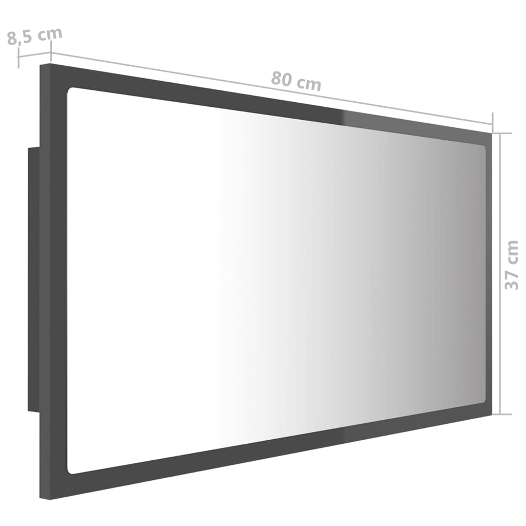 Espelho casa banho c/ LED 60x8,5x37cm acrílico branco brilhante