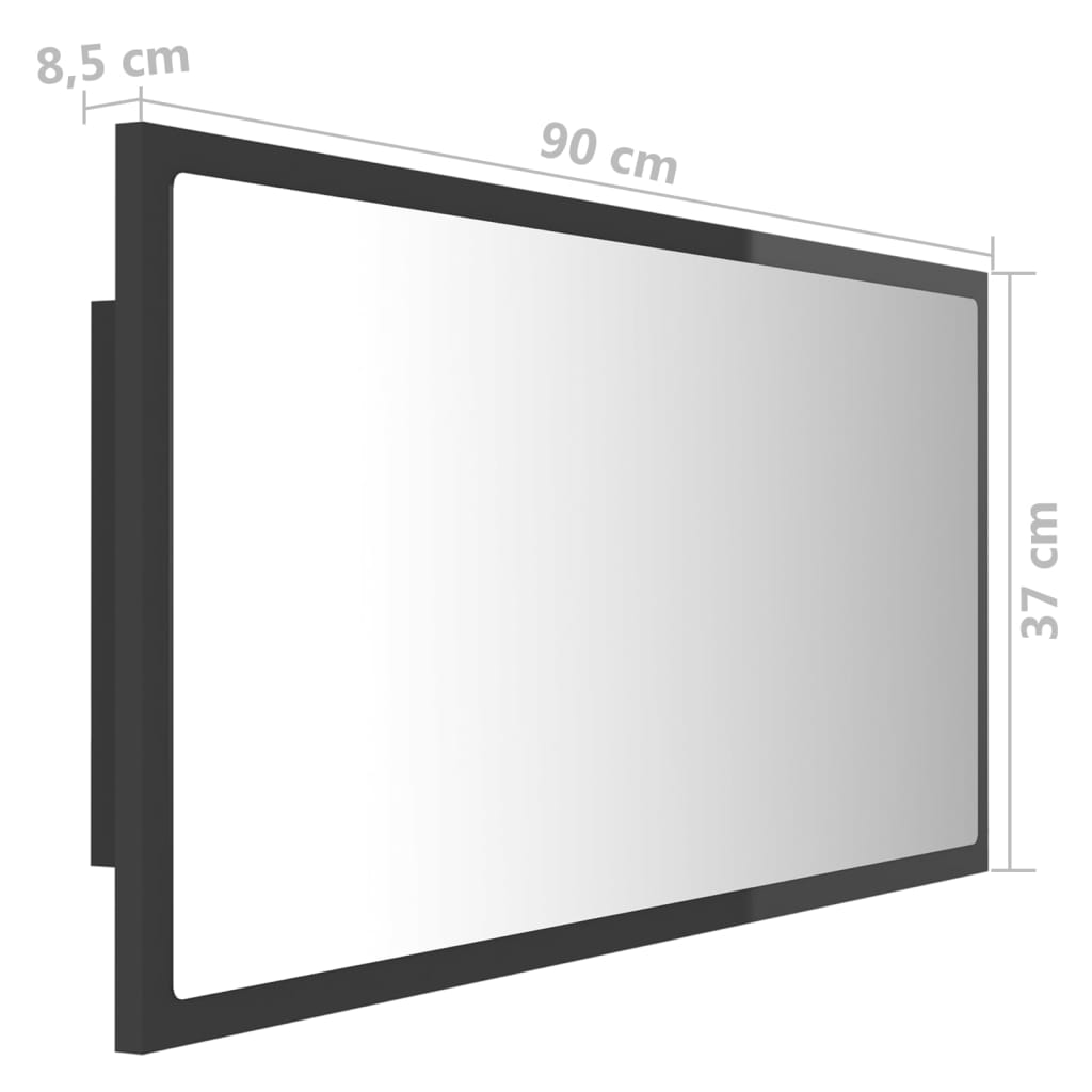 Espelho casa banho c/ LED 60x8,5x37cm acrílico branco brilhante