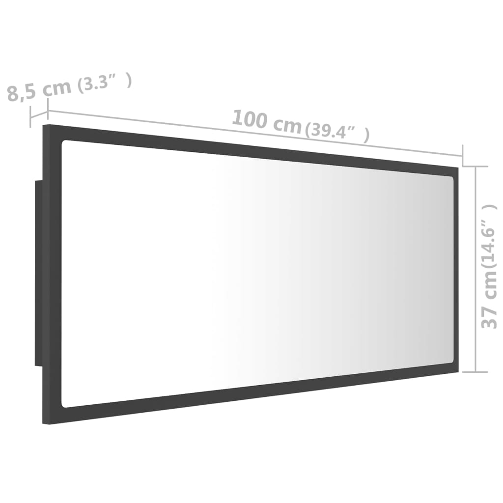 Espelho casa banho c/ LED 60x8,5x37cm acrílico branco brilhante