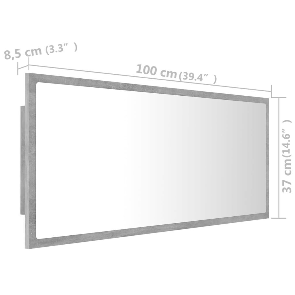 Espelho casa banho c/ LED 60x8,5x37cm acrílico branco brilhante
