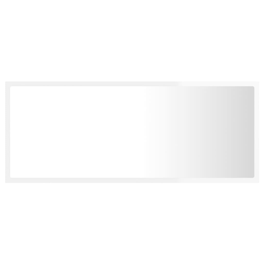 Espelho casa banho c/ LED 60x8,5x37cm acrílico branco brilhante
