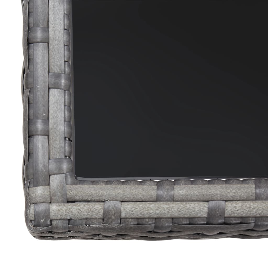 5 pcs conjunto de jantar para jardim vime PE cinzento