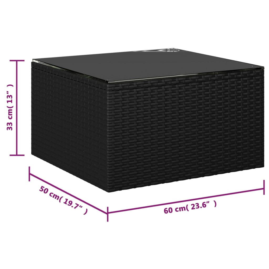 10 pcs conjunto lounge de jardim c/ almofadões vime PE preto