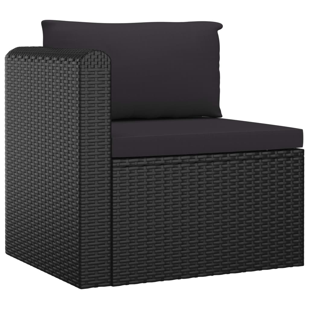 10 pcs conjunto lounge de jardim c/ almofadões vime PE preto