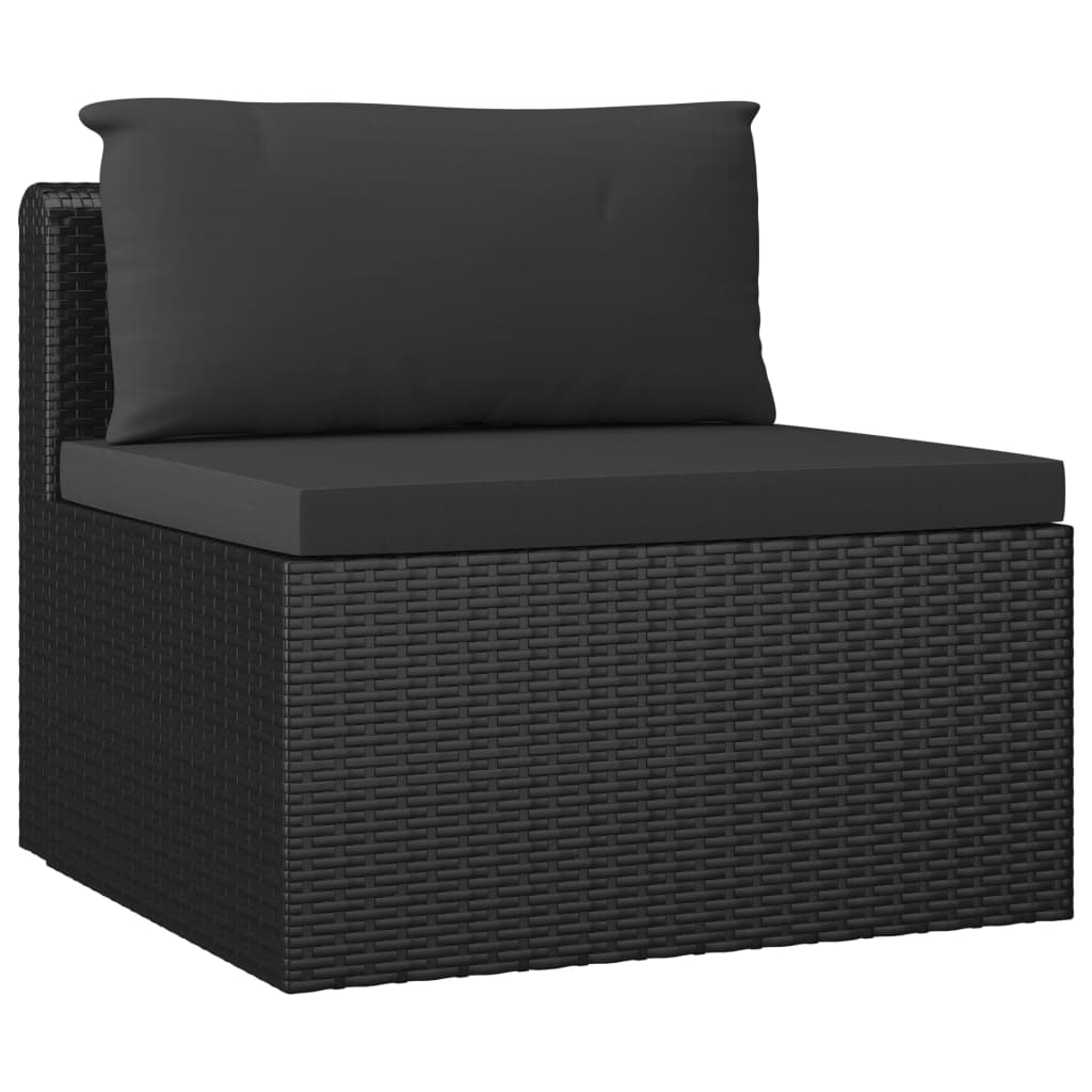 10 pcs conjunto lounge de jardim c/ almofadões vime PE preto