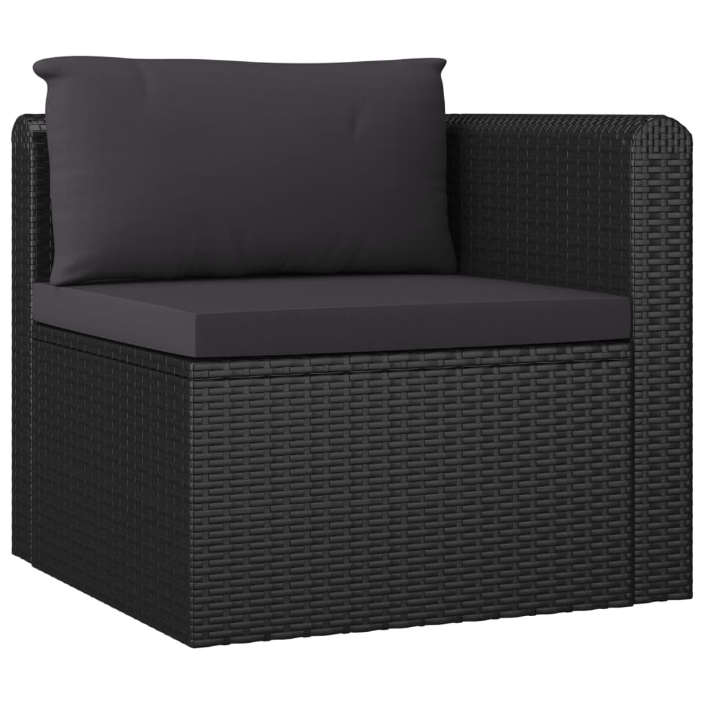 10 pcs conjunto lounge de jardim c/ almofadões vime PE preto