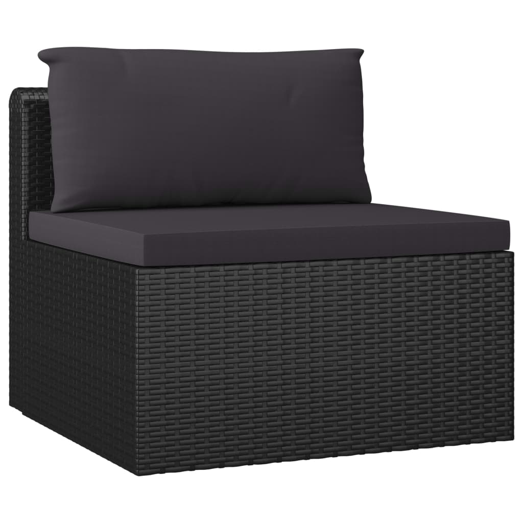 10 pcs conjunto lounge de jardim c/ almofadões vime PE preto