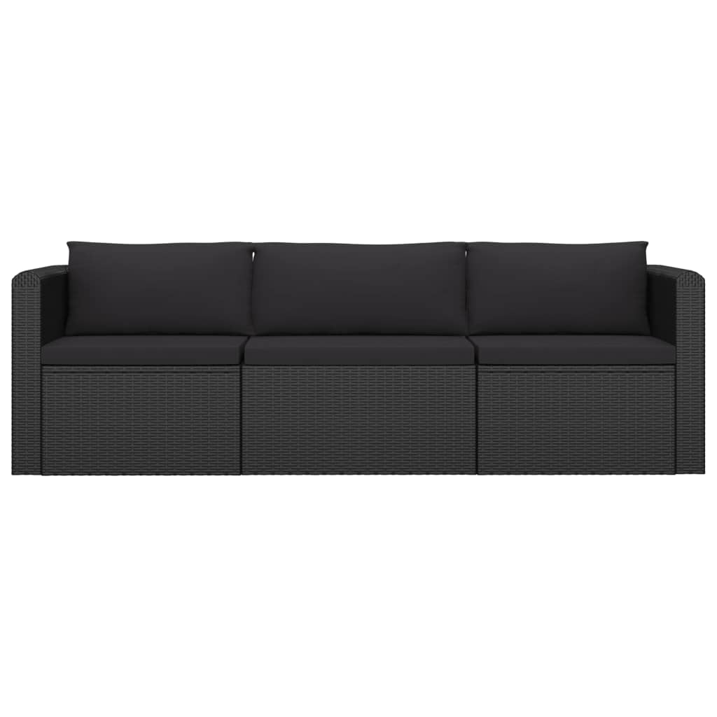10 pcs conjunto lounge de jardim c/ almofadões vime PE preto