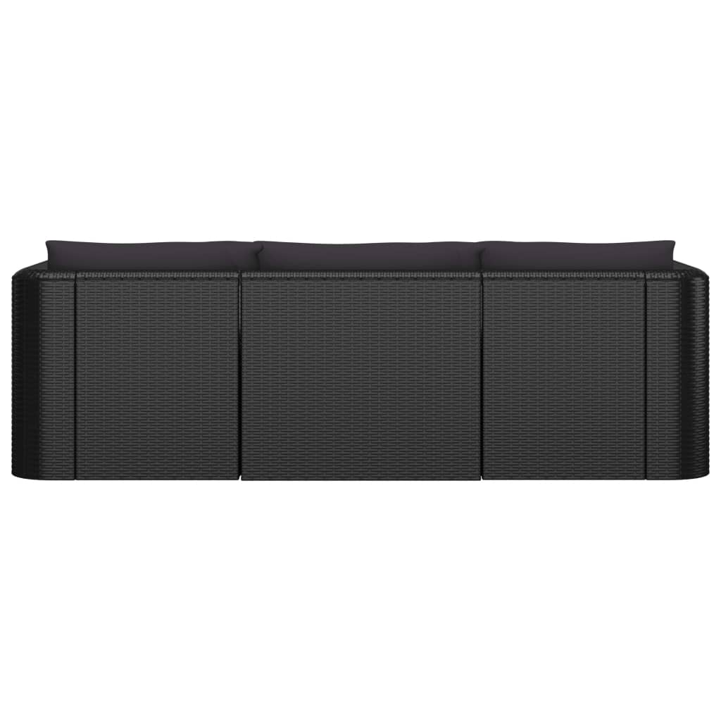 10 pcs conjunto lounge de jardim c/ almofadões vime PE preto