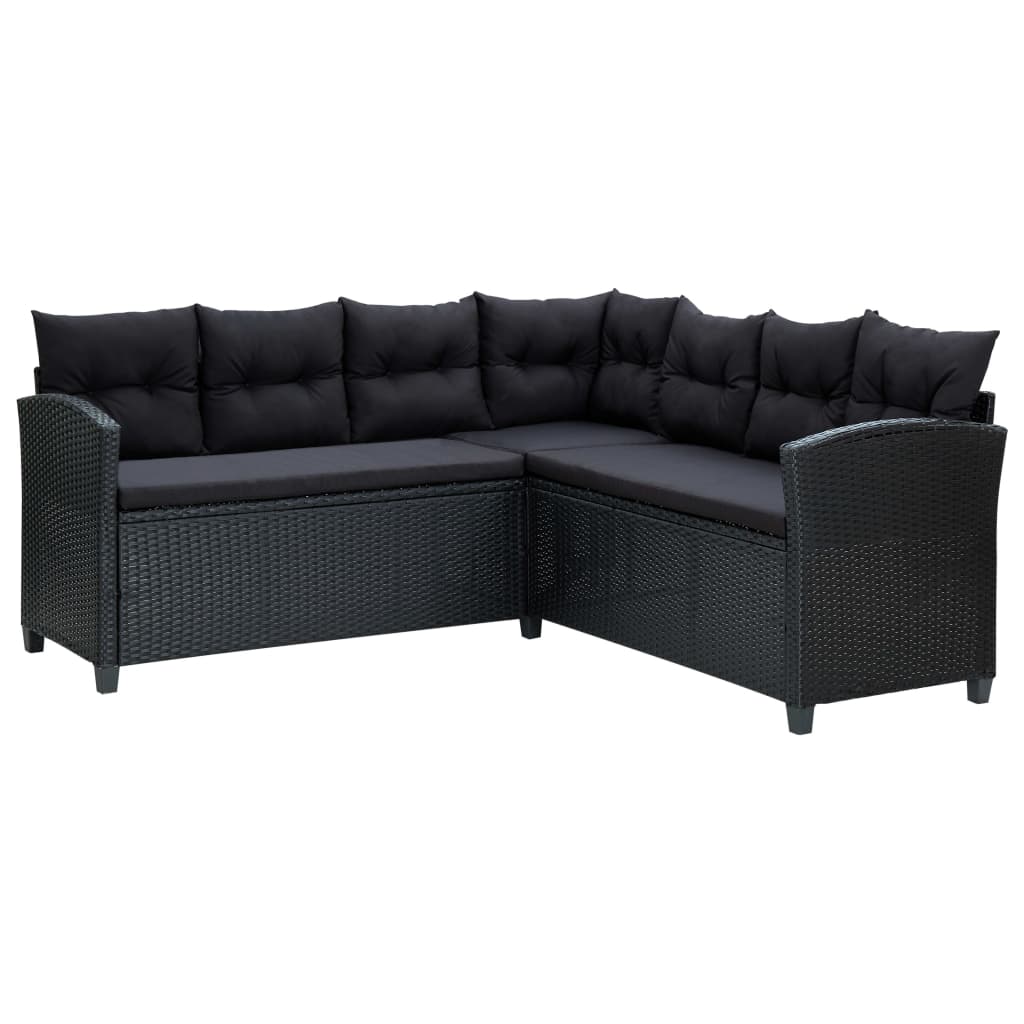 6 pcs conjunto lounge de jardim c/ almofadões vime PE cinzento