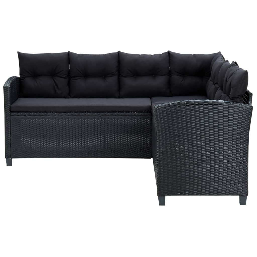 6 pcs conjunto lounge de jardim c/ almofadões vime PE cinzento