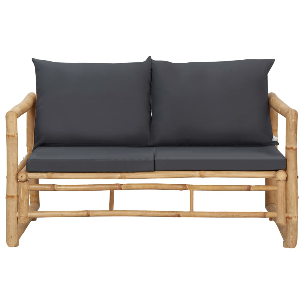 4 pcs conjunto lounge p/ jardim com almofadões bambu