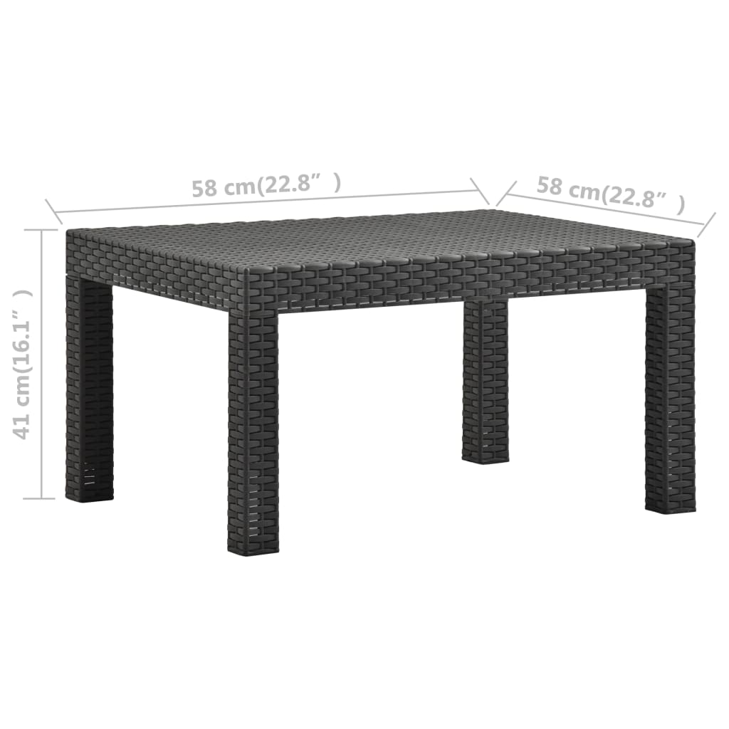 2 pcs conjunto lounge de jardim com almofadão vime PP antracite