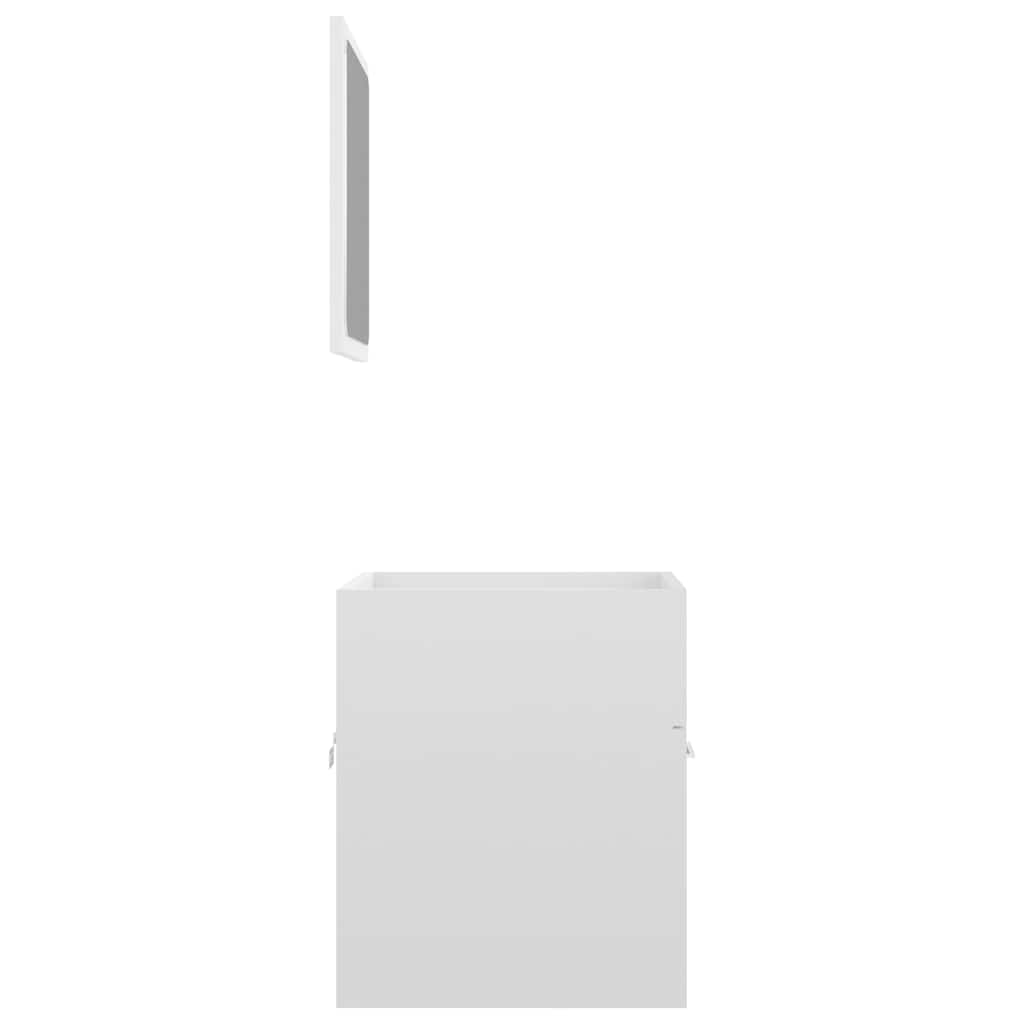 2 pcs conj. móveis casa de banho contraplacado branco brilhante